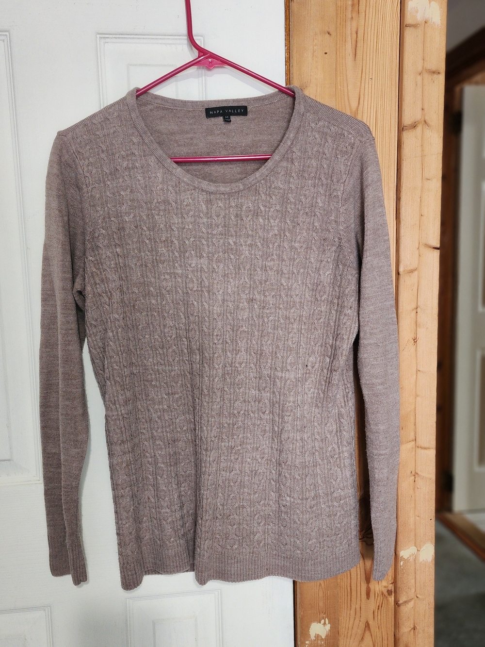 Napa Valley Women's Taupe Cable Knit Sweater